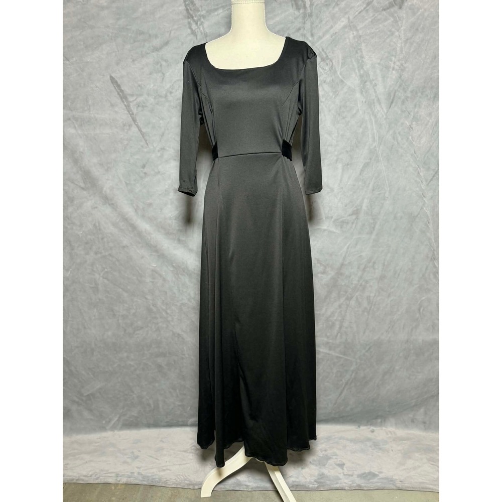 Tuxedo Wholesalers Size 8 Black Maxi Tie Back Long Sleeve Minimal Elegant